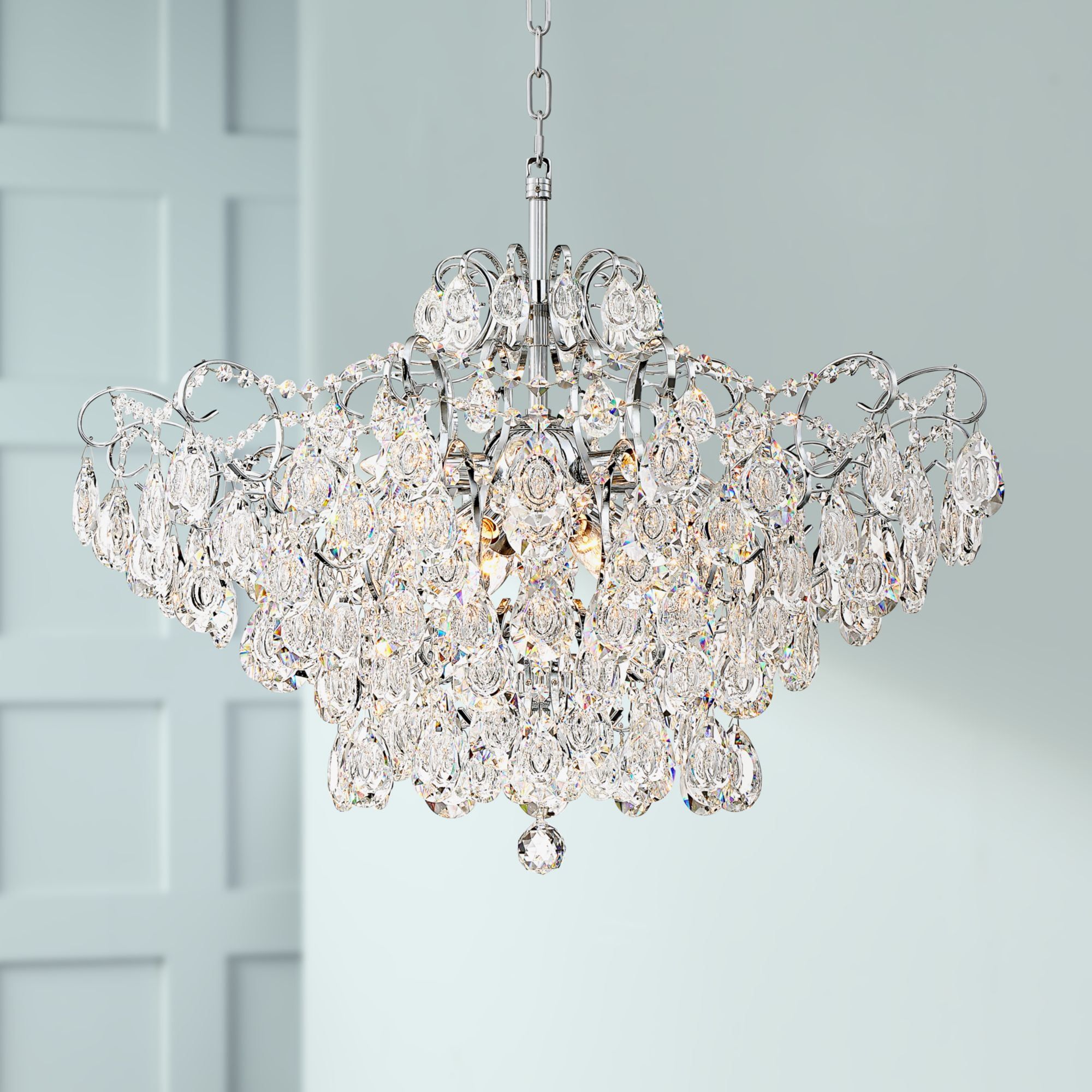 Petunia Chrome 28" Wide Clear Crystal 12-Light Ceiling Chandelier