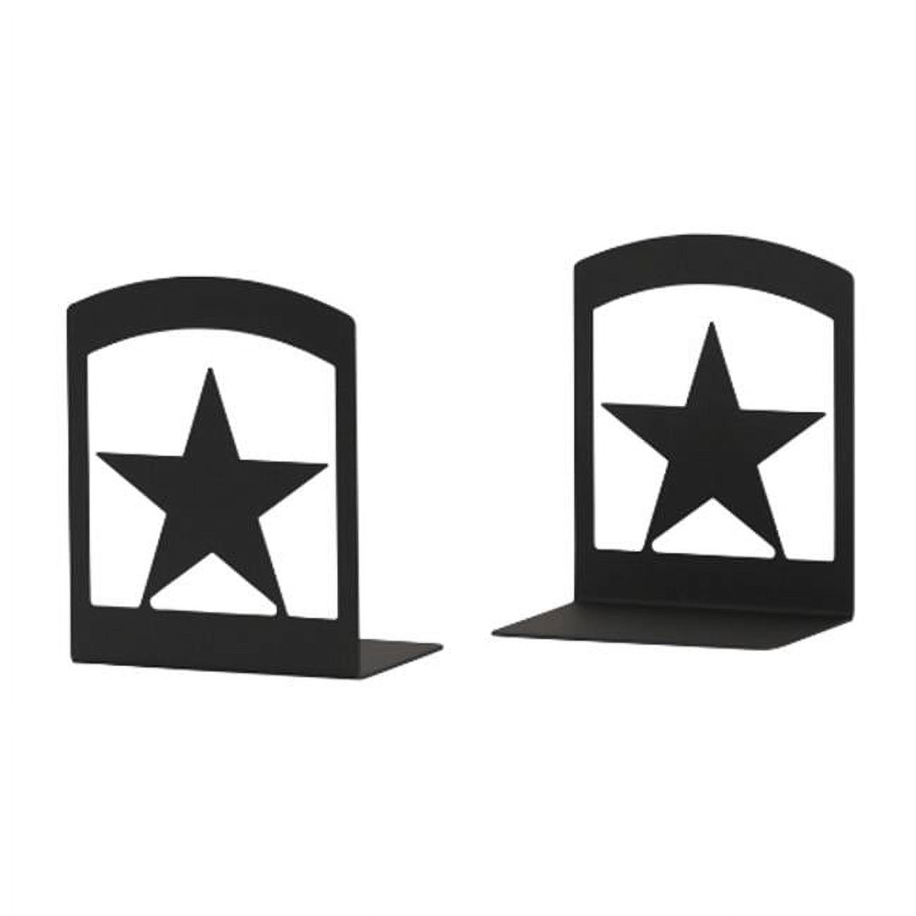 Matte Black Wrought Iron Star Bookends, 5"W x 6-1/4"H