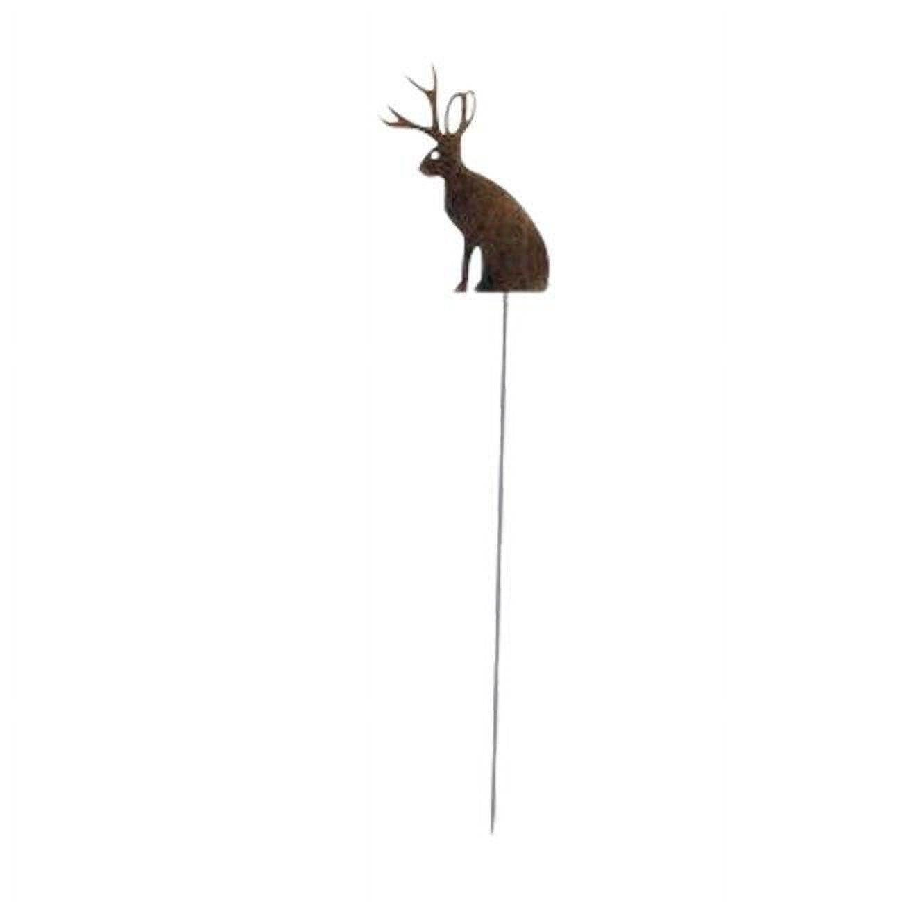 Rustic Wrought Iron Jackalope Garden Stake, 35" Tall