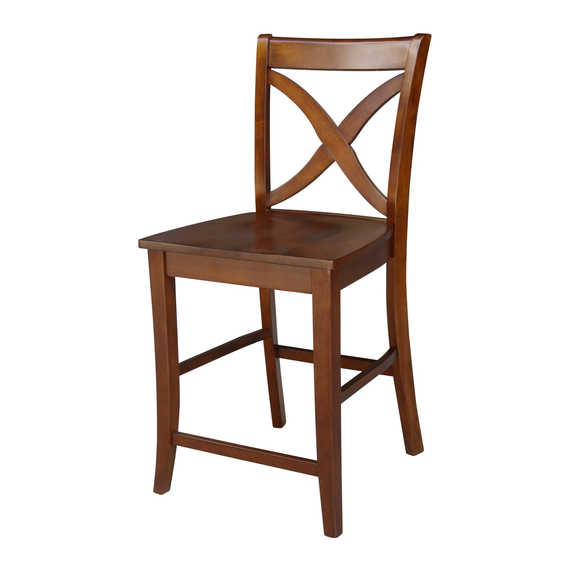 Espresso Solid Wood 43'' X-Back Counterheight Stool