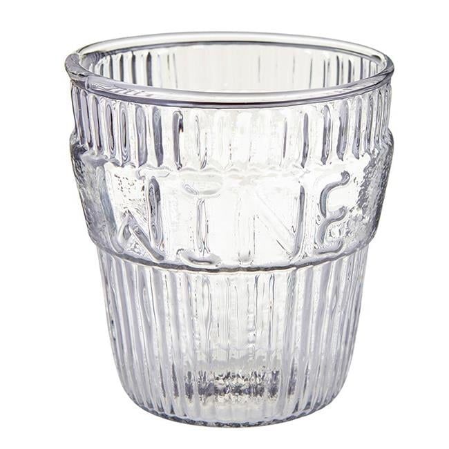 Clear Embossed Glass Wine and Vino Table Glasses, Set of 4