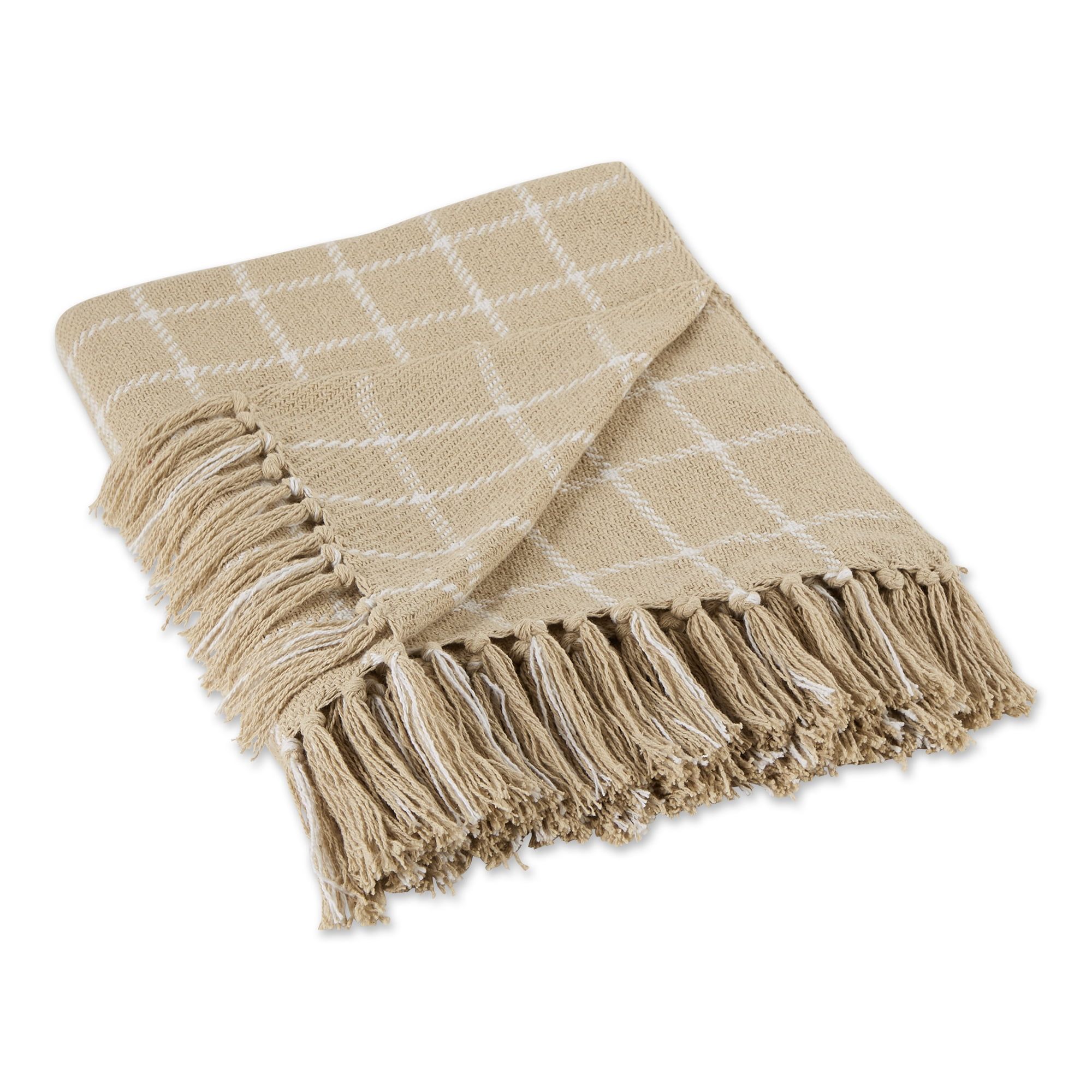 Vintage Linen Soft Cotton Plaid Throw - Machine Washable