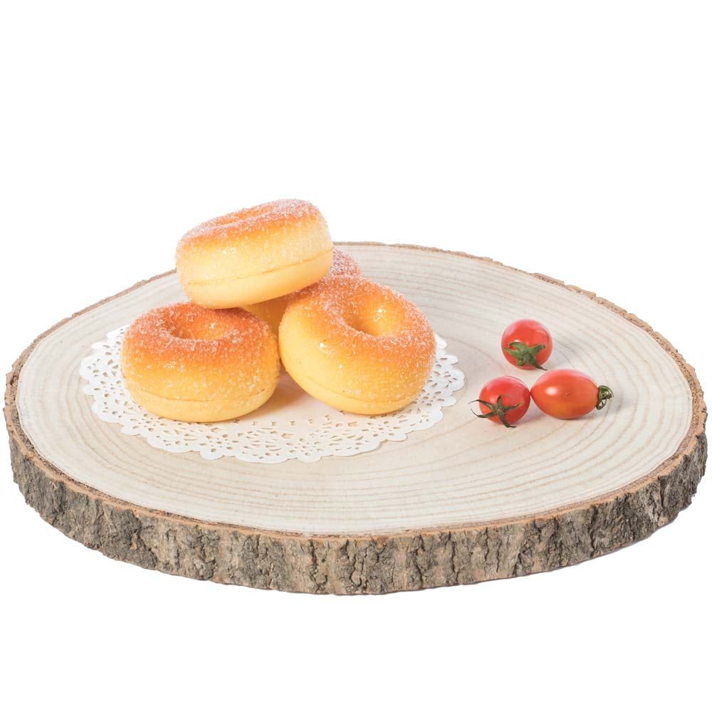 Rustic Charm 12" Round Natural Wood Ornament Charger Tray