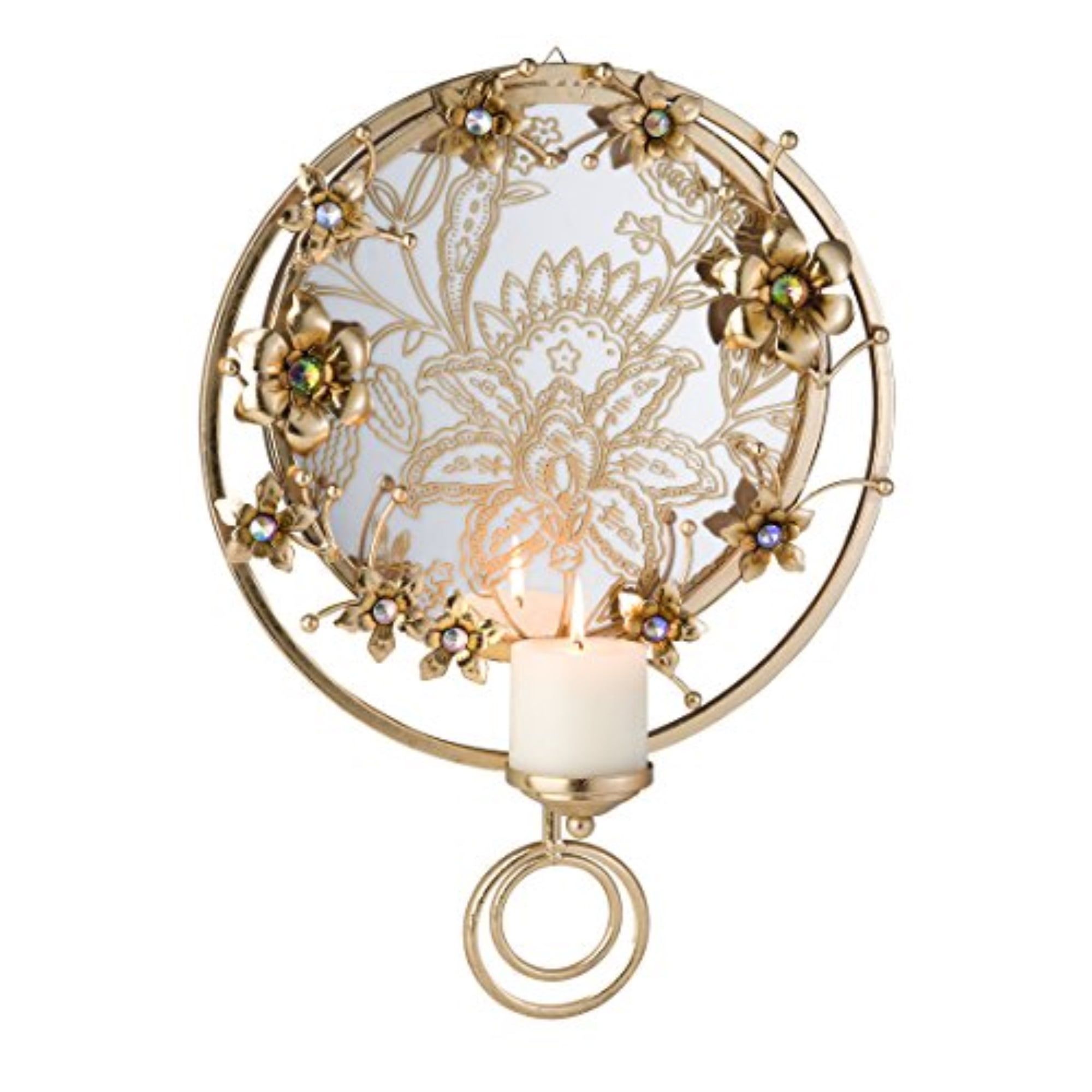 Gold Floral Polyresin Wall Sconce Candleholder