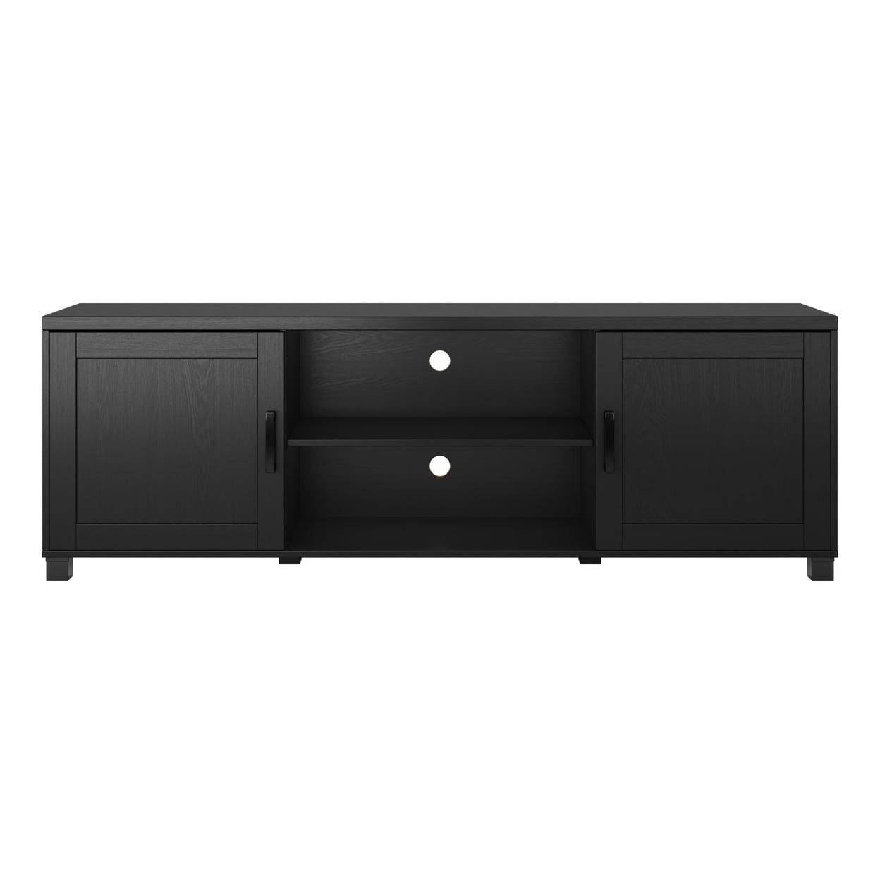 Virlomi 71" Black Engineered Wood TV Stand with Cabinet Storage