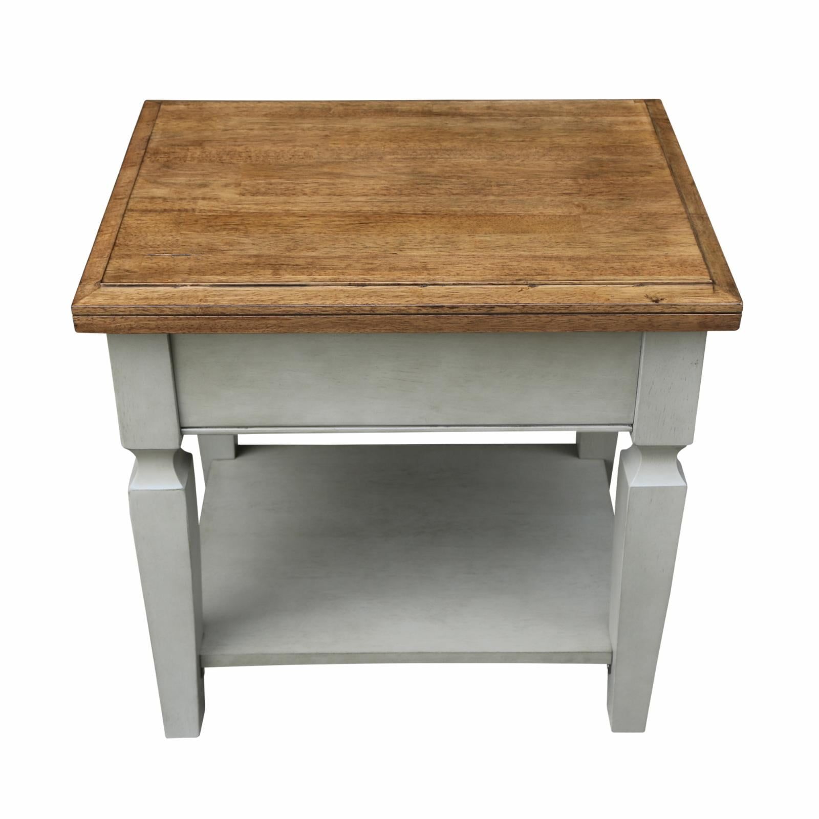 Vista Distressed Hickory and Stone Wood End Table with Storage