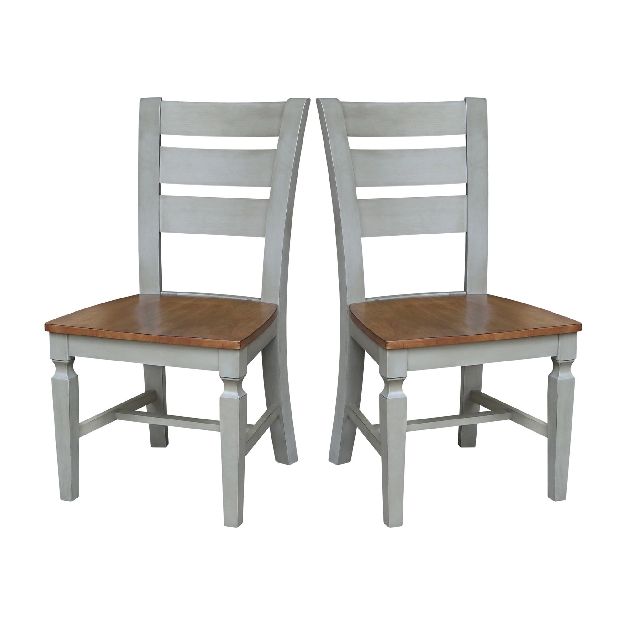 Vista Distressed Hickory and Stone High Ladderback Wood Chairs - Set of 2