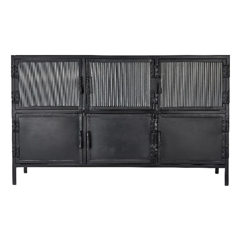 Black Metal and Glass 50'' Industrial Sideboard with Storage