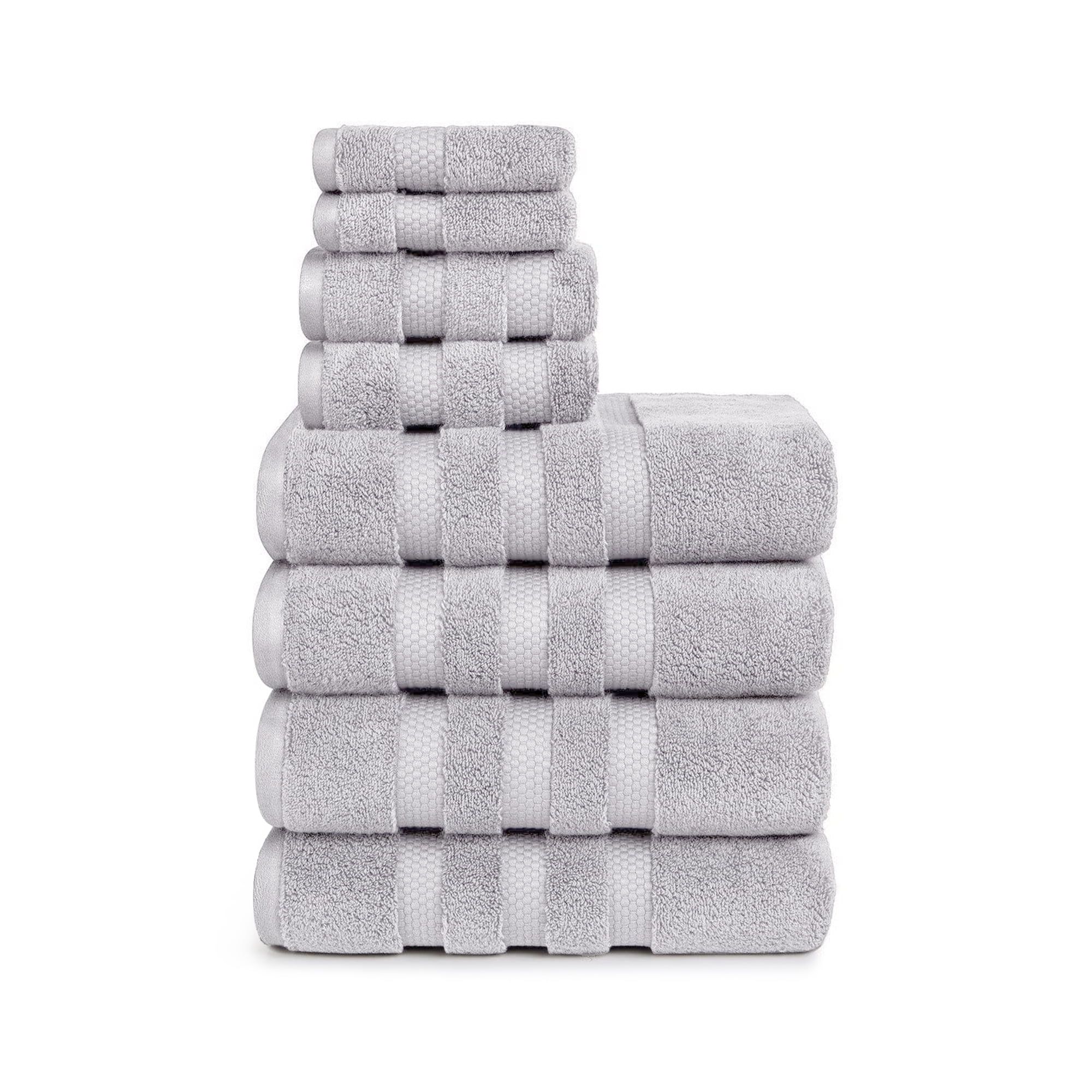 Gray Oversized Cotton Hand and Washcloth Towel Set