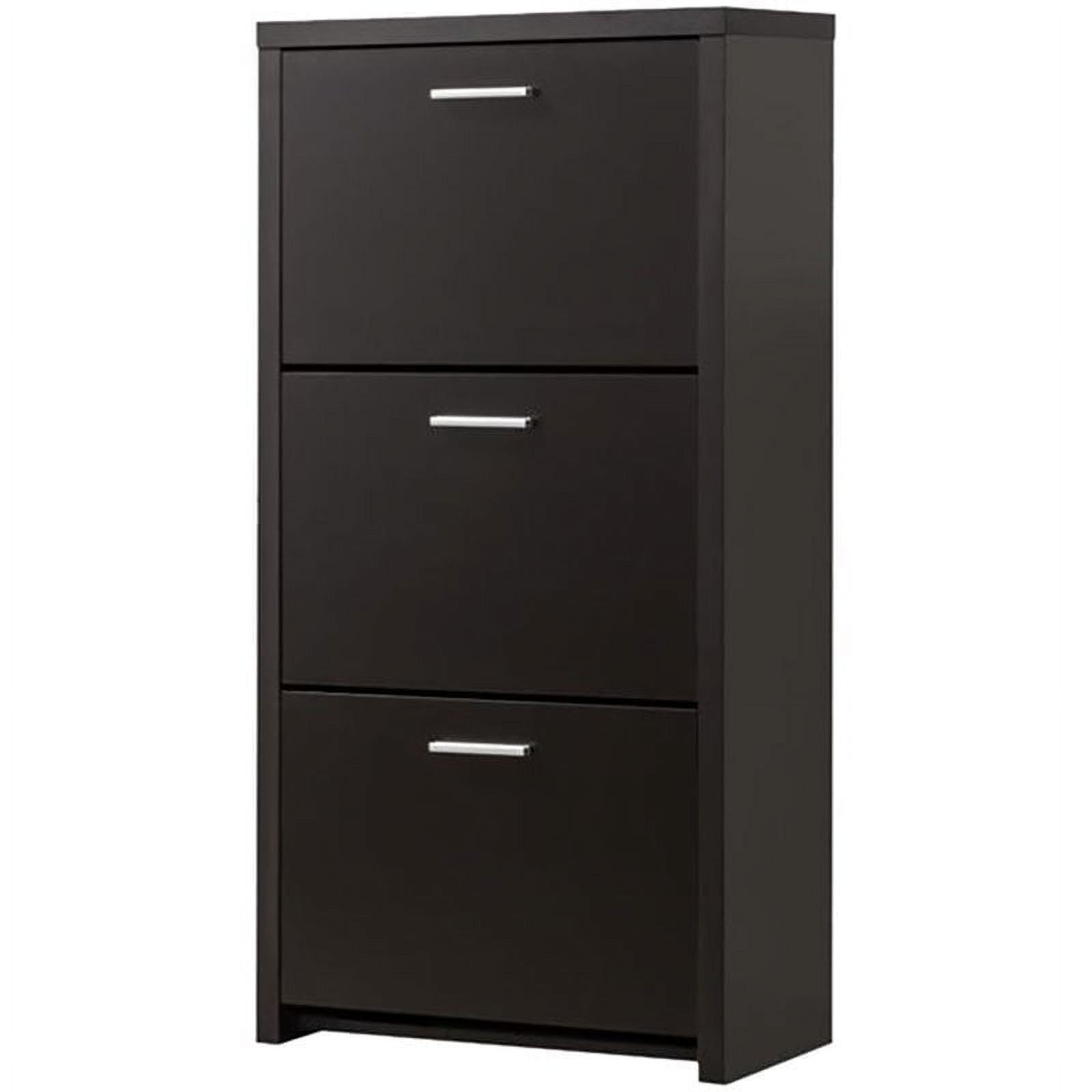 Black Contemporary 3-Drawer Tall Shoe Cabinet