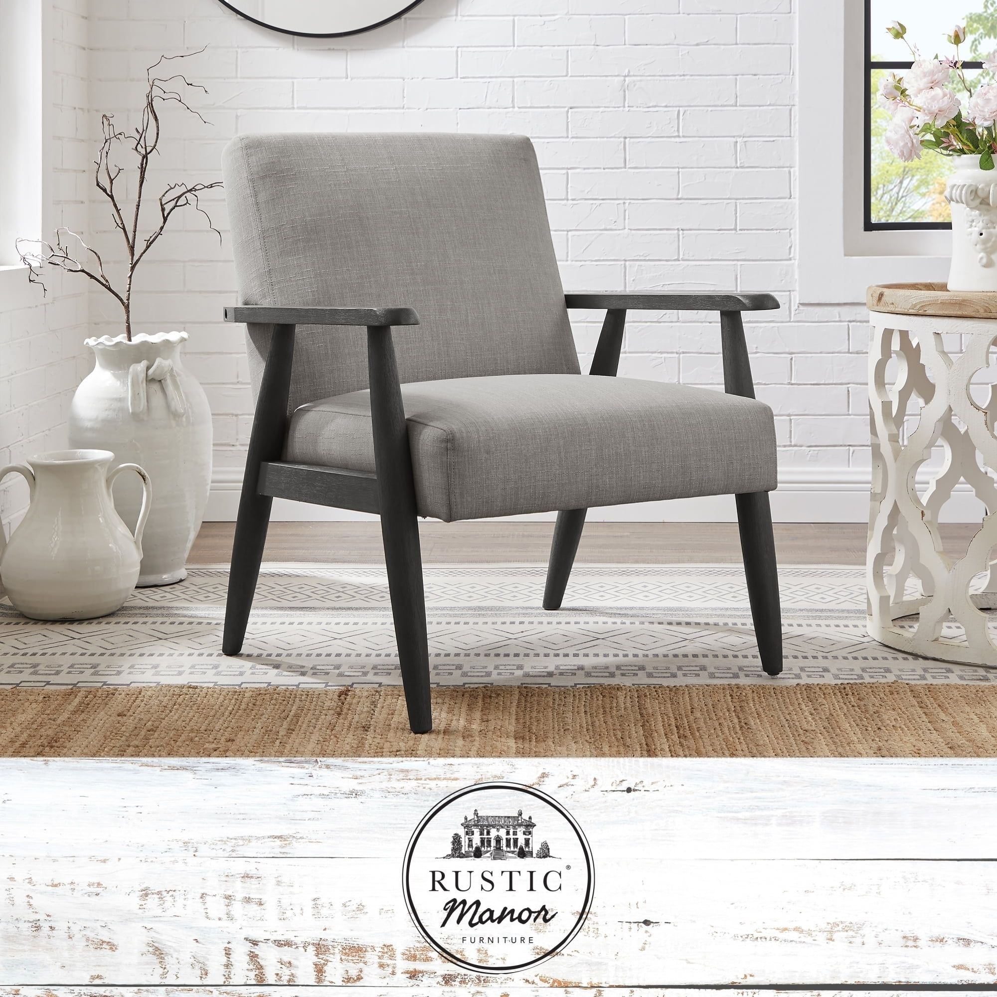 Rustic Manor Vivianne Square Arms Black Accent Chair