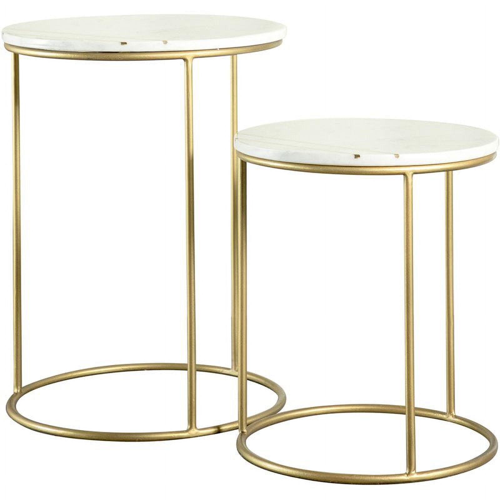 White and Gold Round Marble Top Nesting Tables