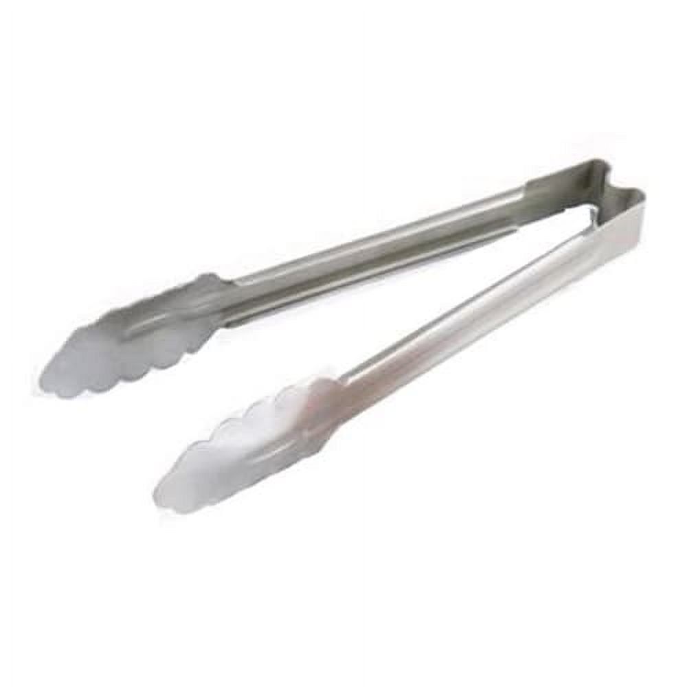 9.5-Inch Silver Heavy-Duty Stainless Steel Kitchen Tongs