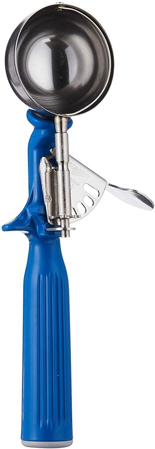 Blue Stainless Steel Size 16 Disher with Grooved Handle