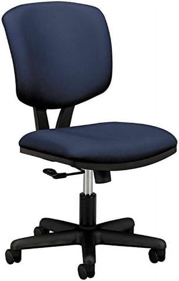 Navy Fabric Armless Swivel Task Chair with Plastic Base