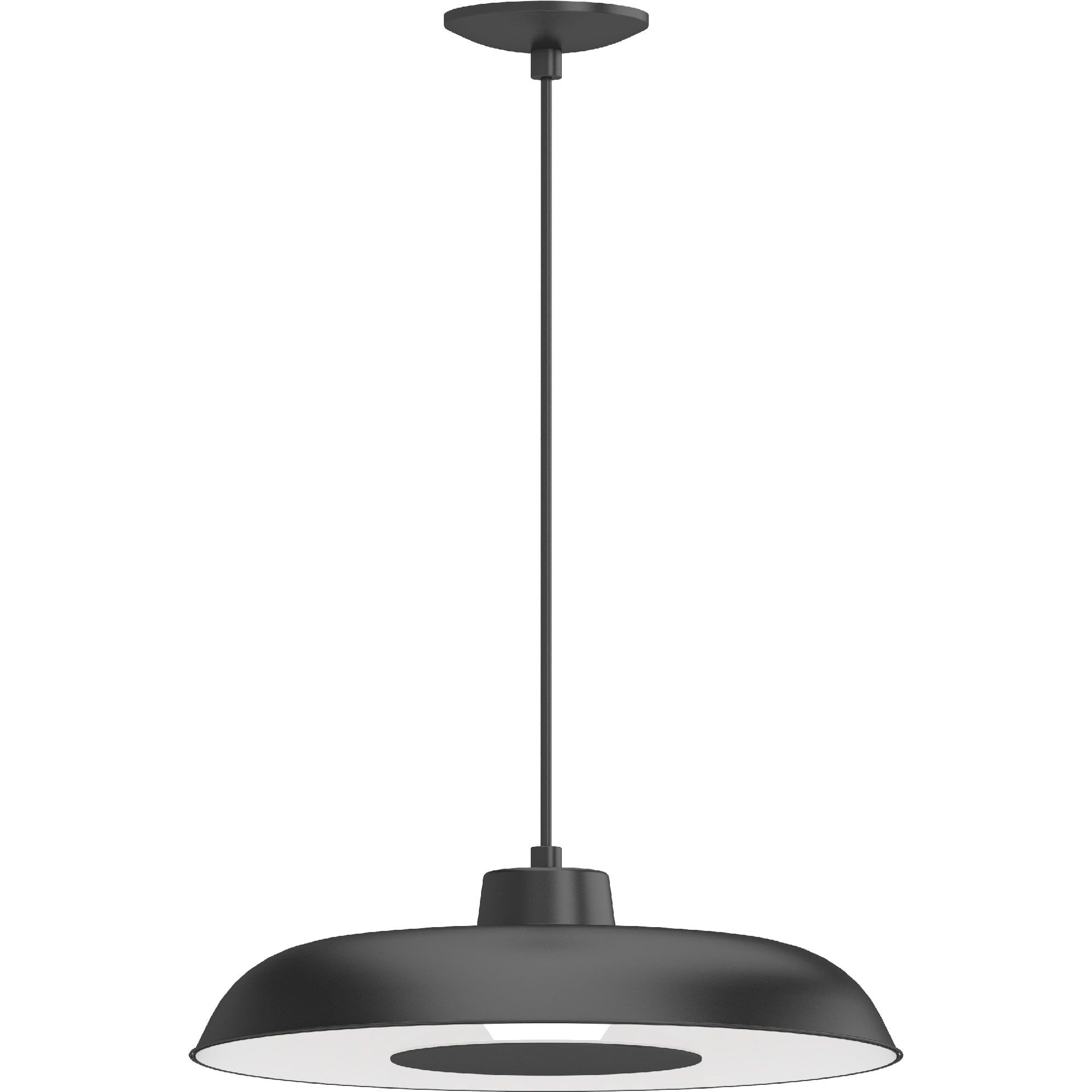 Sleek Black 18" Modern LED Bowl Pendant Light