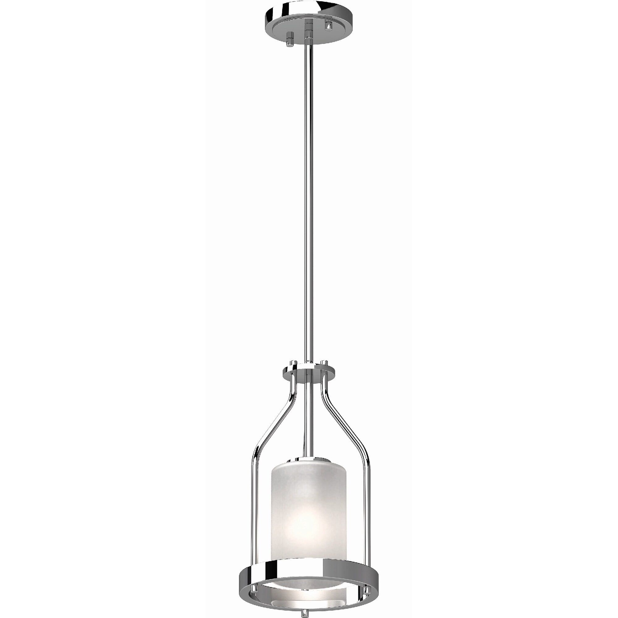 Elegant Chrome Mini Pendant with Frosted Glass Shade