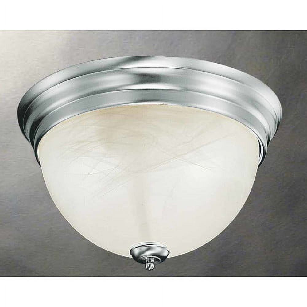 Troy Elegant Brushed Nickel 13" Round Flush Mount with Alabaster Glass