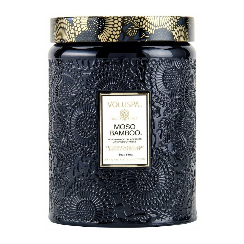 Lavender Vanilla Scented Black Jar Candle, 18 oz