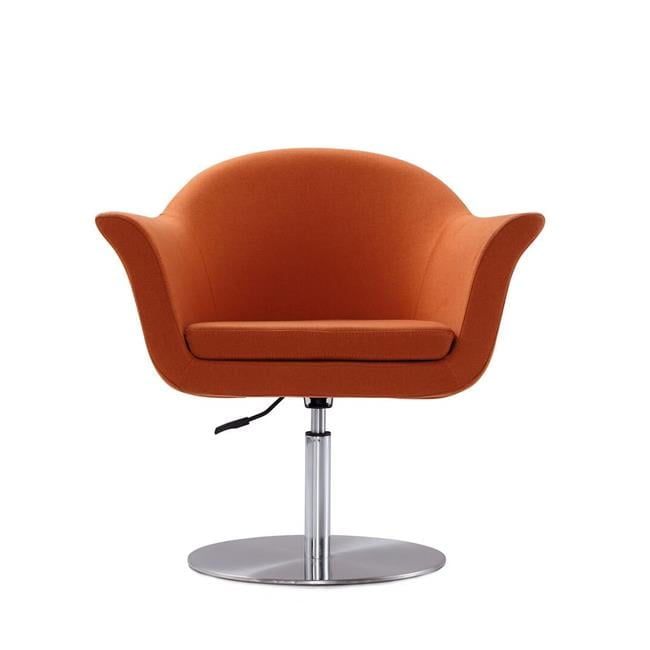 Mid-Century Modern Voyager Swivel Accent Chair in Orange and Metal
