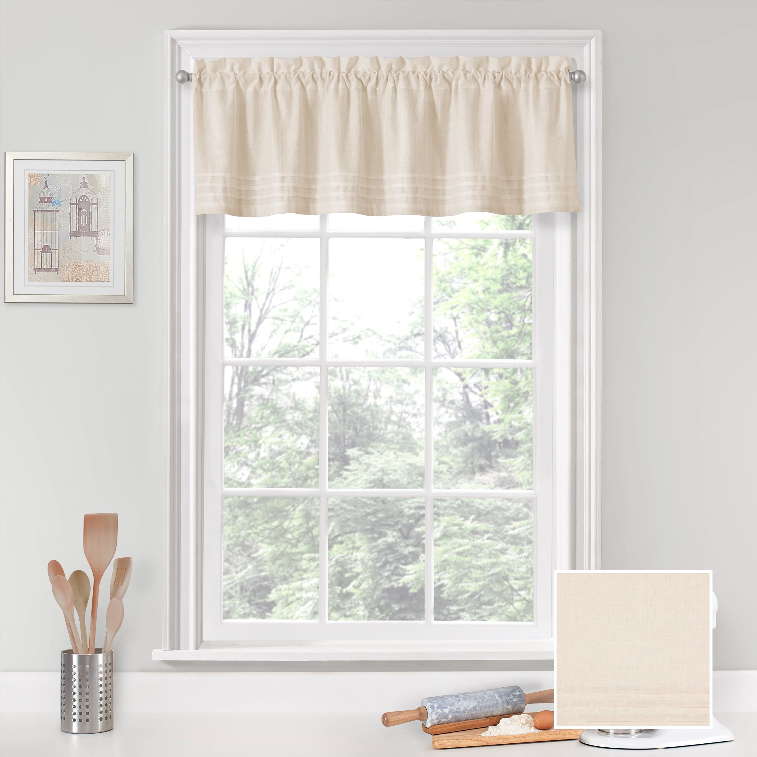 Natural Cotton Blend Light Filtering Rod Pocket Valance