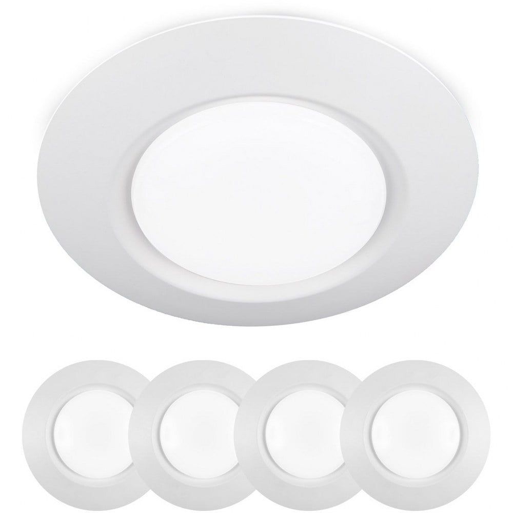 White Glass LED Flush Mount Ceiling Light, 4-Pack