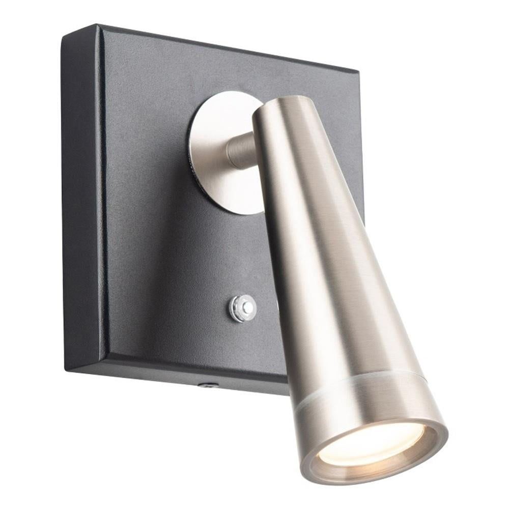 Arne Adjustable LED Swing Arm Wall Sconce in Black and Nickel