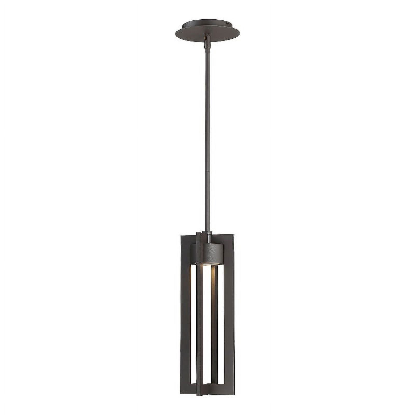 Mid-Century Modern Bronze LED Outdoor Pendant with White Glass