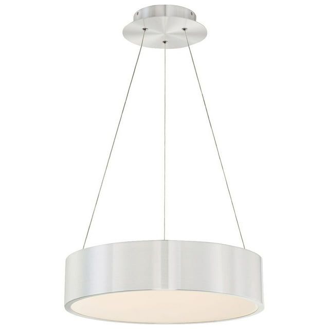 Corso Brushed Aluminum 18" LED Drum Pendant with Frosted Diffuser