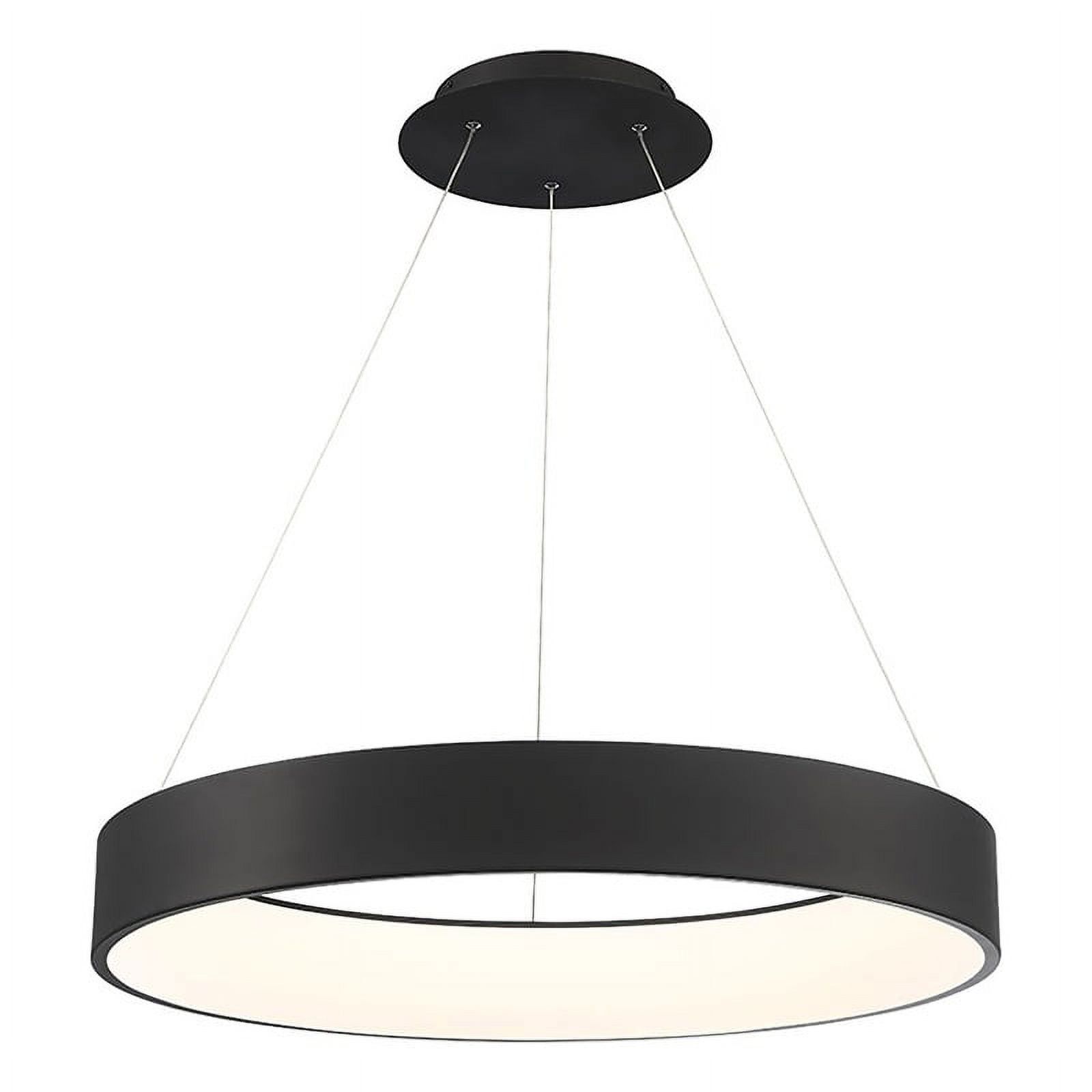 Modern Black Aluminum LED Drum Pendant with Frosted Diffuser