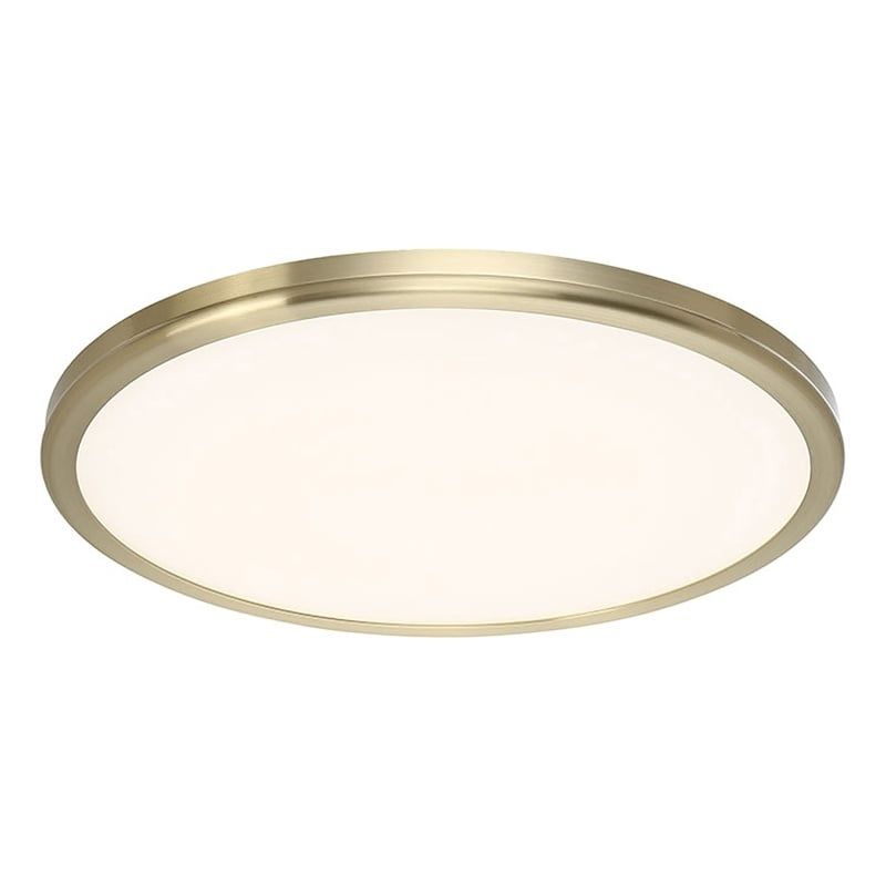 Sleek Edge-Lit Brass 15" LED Flush Mount for Indoor/Outdoor