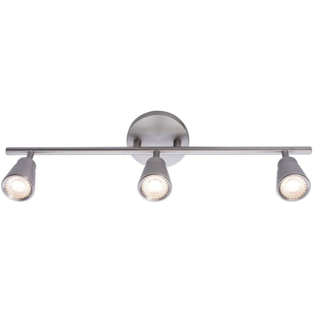 Brushed Nickel 3-Light LED Fixed Rail with Acrylic Diffuser