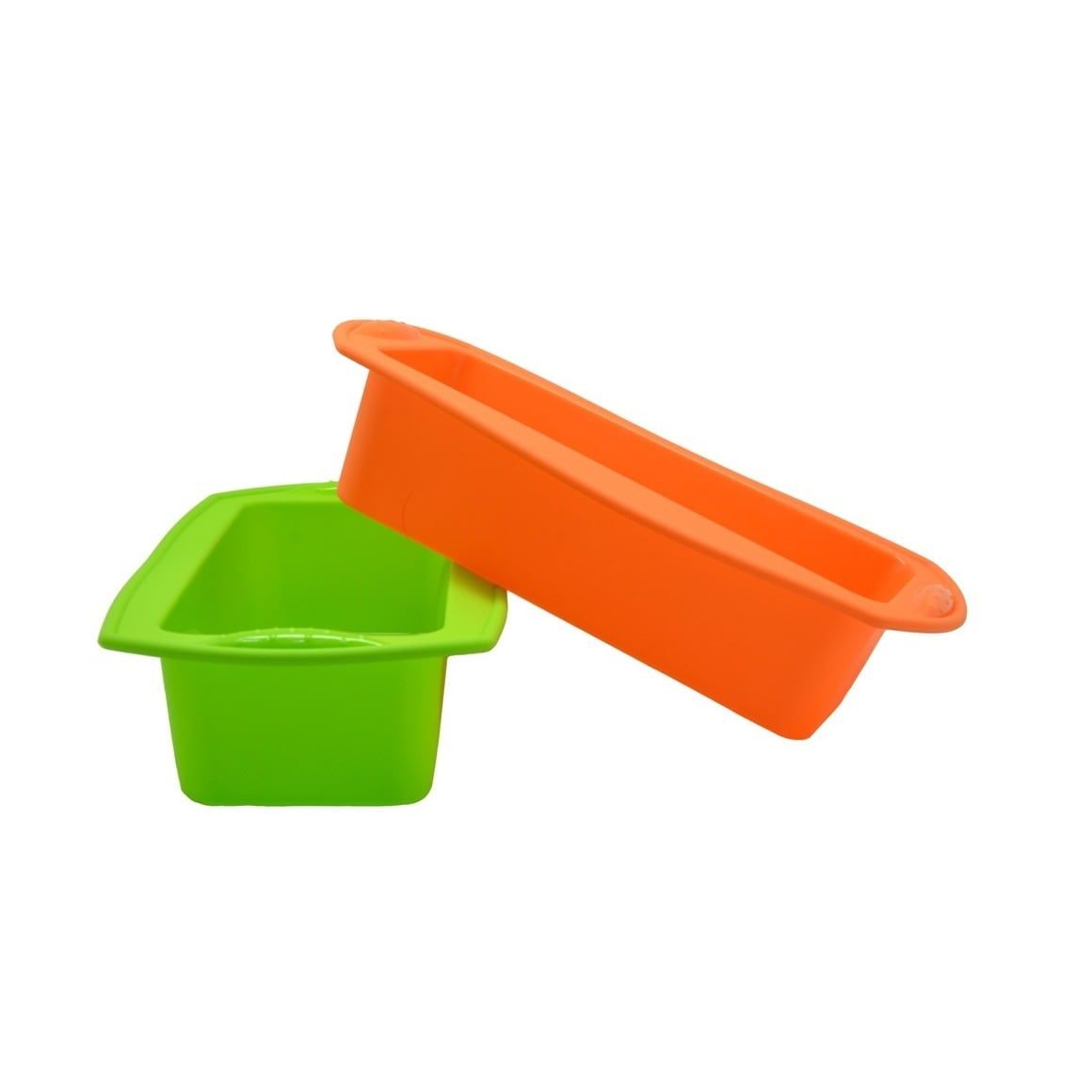 Orange and Green Silicone Non-Stick Rectangular Cake/Loaf Pan Set