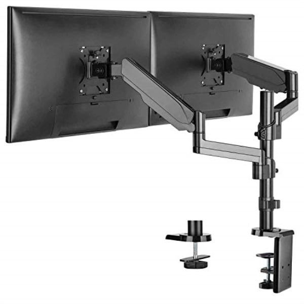 Black Dual Monitor Adjustable Gas Spring Desk Mount