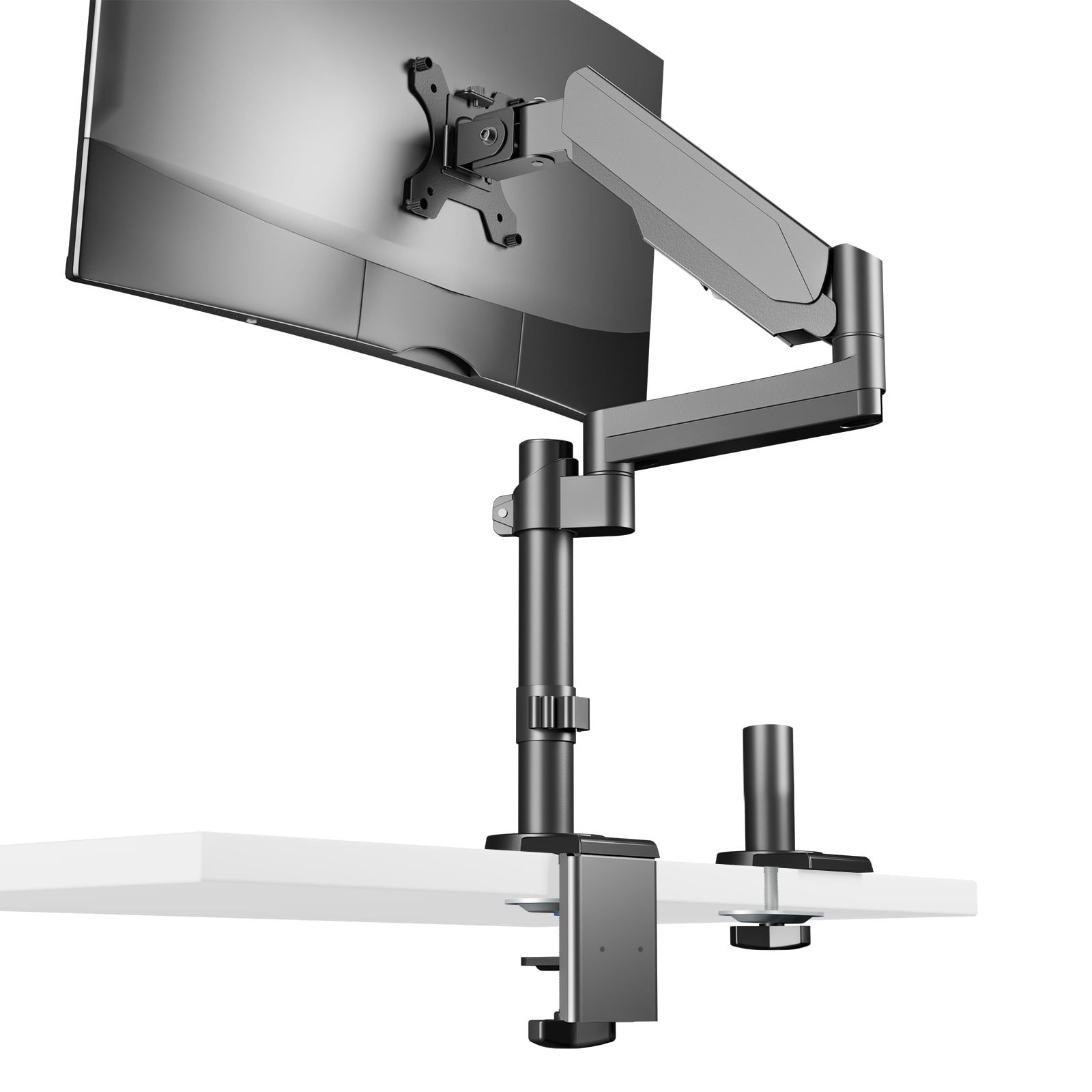 Black Adjustable Single Monitor Desk Mount with Gas Spring Arm