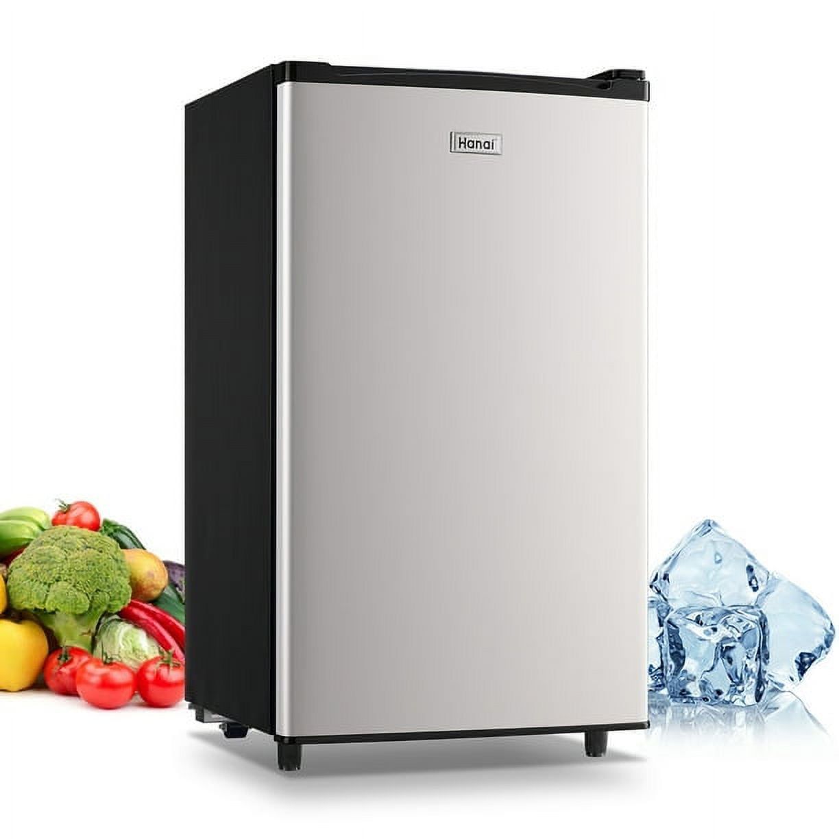 Compact Black and Silver Energy Star Mini Refrigerator