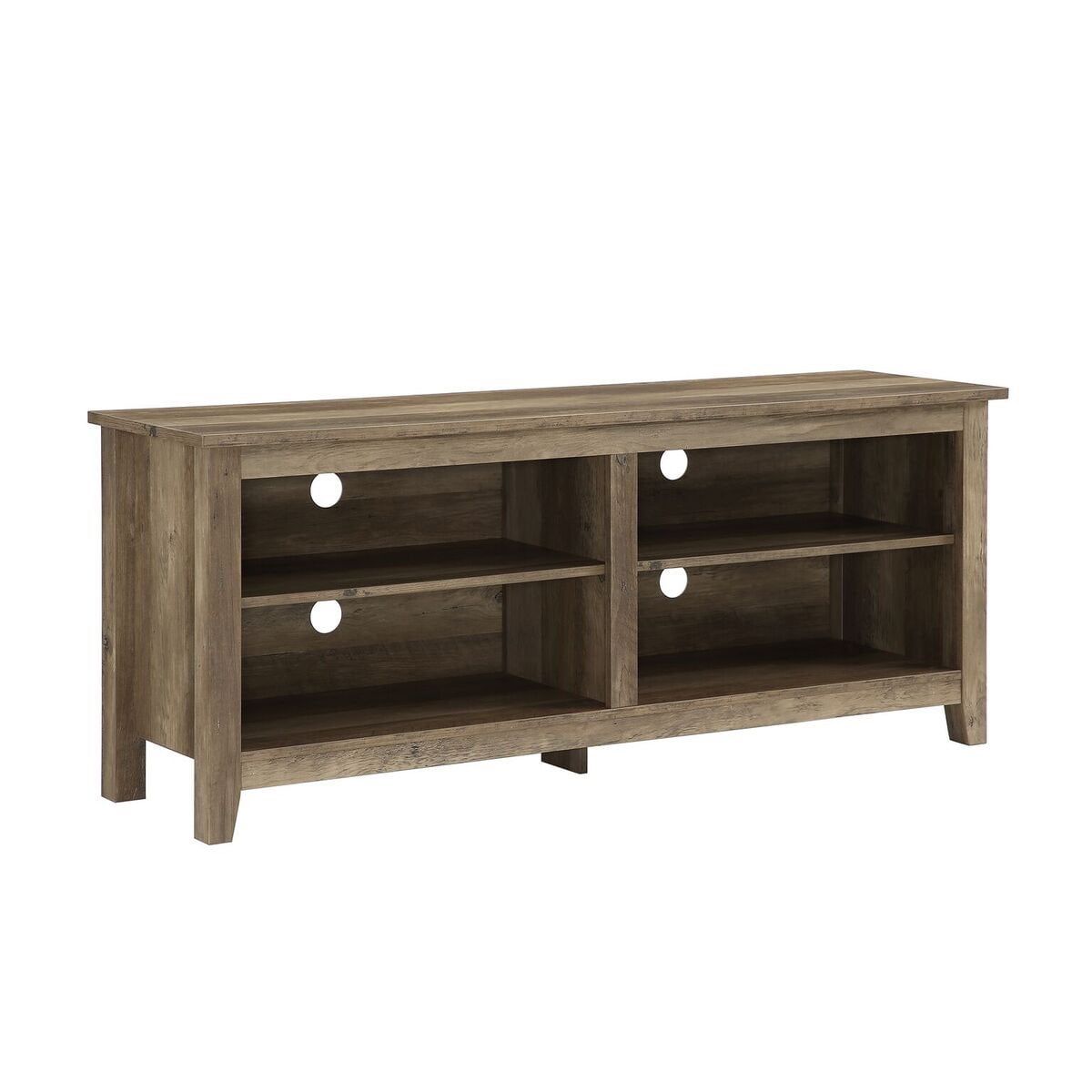 Rustic Oak Farmhouse Style TV Stand with Adjustable Shelves