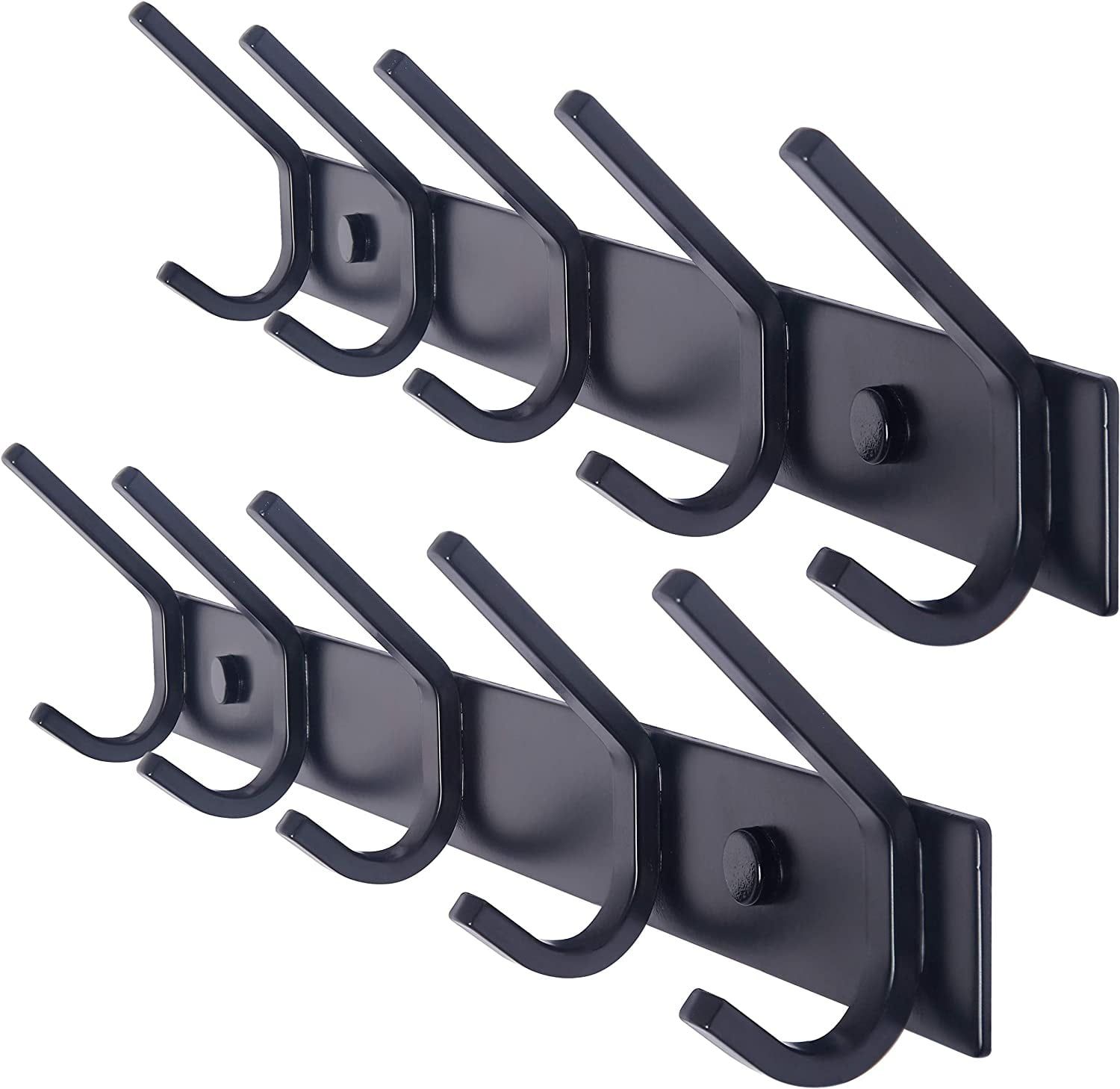 Black Heavy Duty Metal Wall Mounted Coat Rack with 5 Hooks