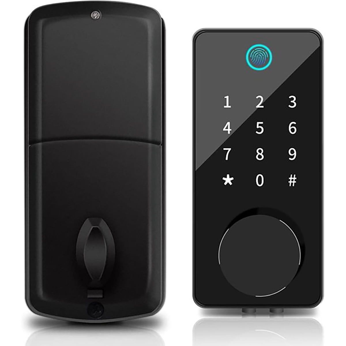 Black Electronic Keypad Deadbolt with Touchscreen and Bluetooth