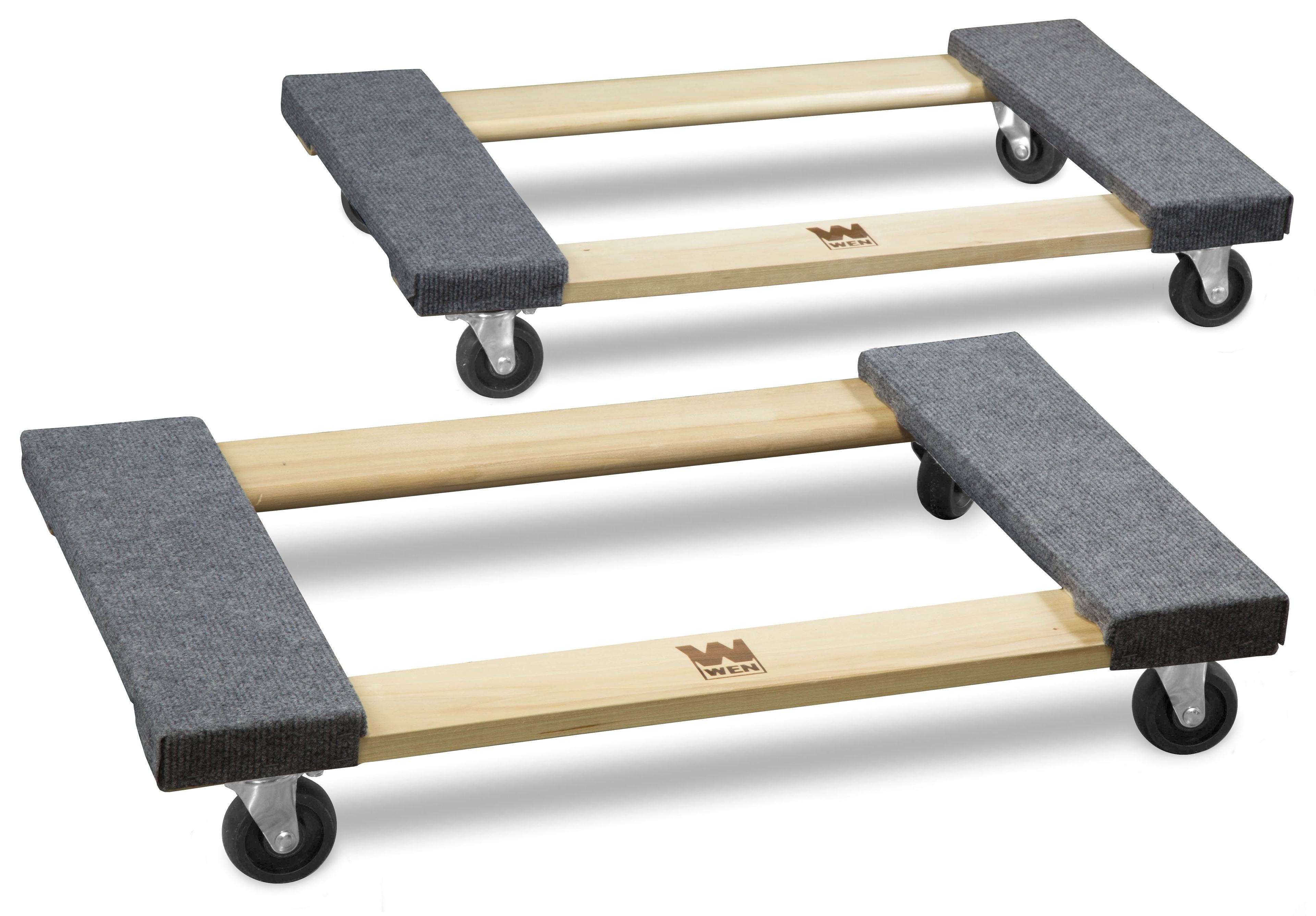 Heavy-Duty Hardwood Furniture Dolly with Carpeted Ends, 2-Pack