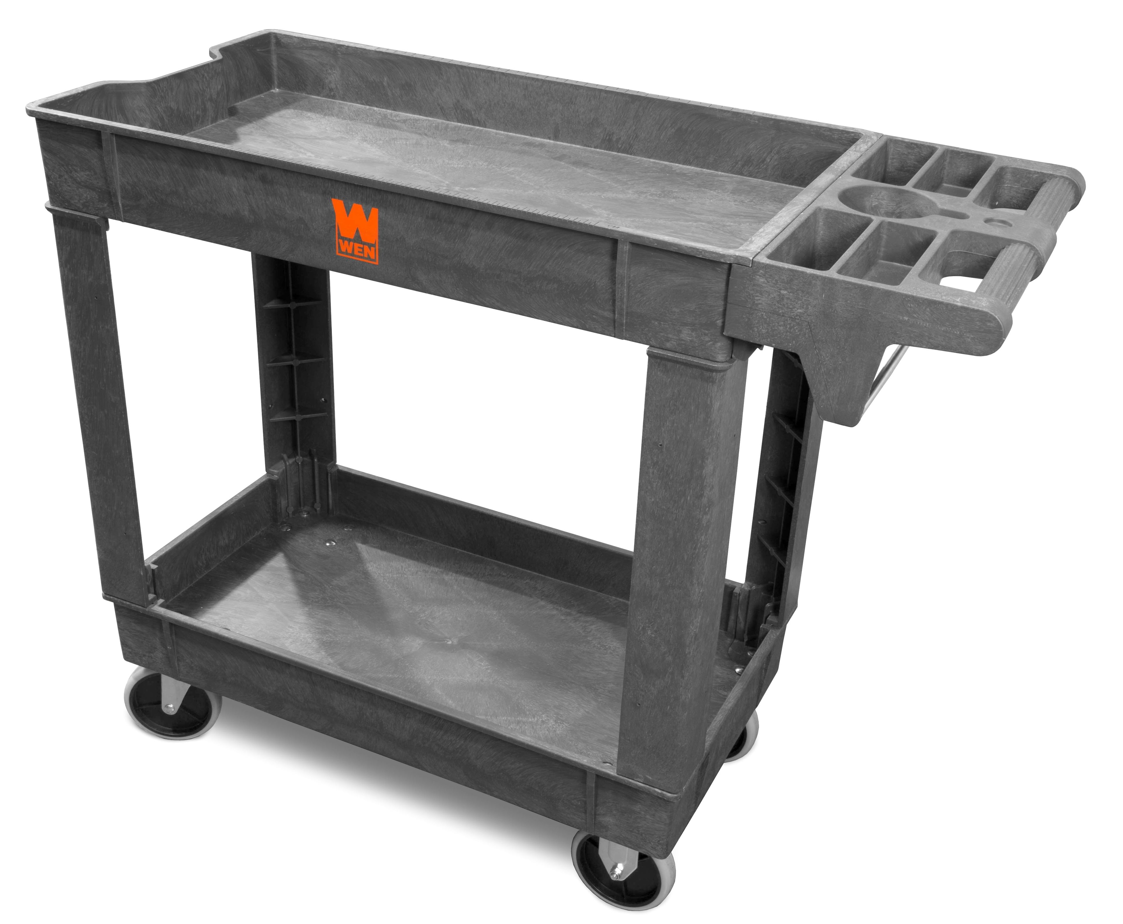 WEN 500-Pound Capacity Gray Polypropylene Two-Shelf Utility Cart