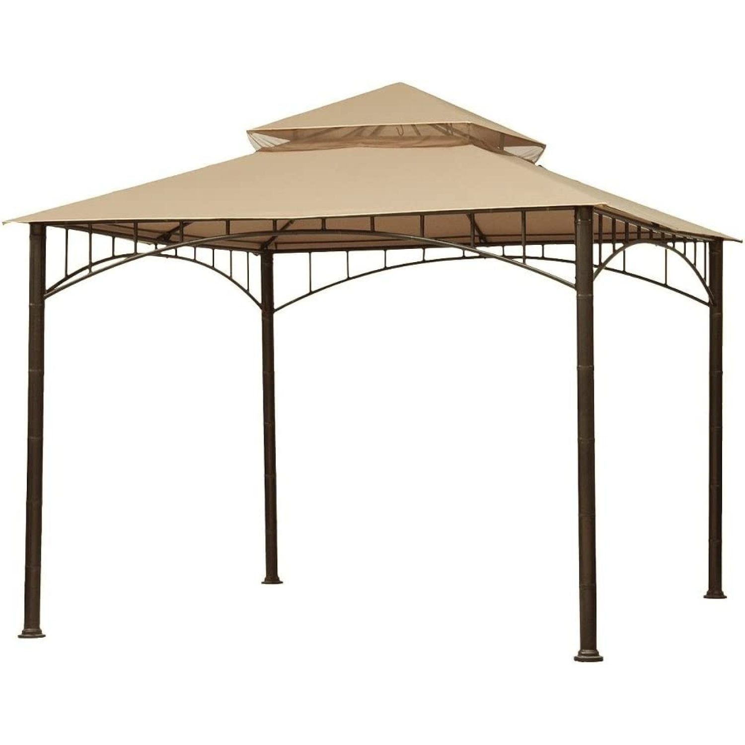 Beige Square Metal Frame Gazebo Replacement Canopy