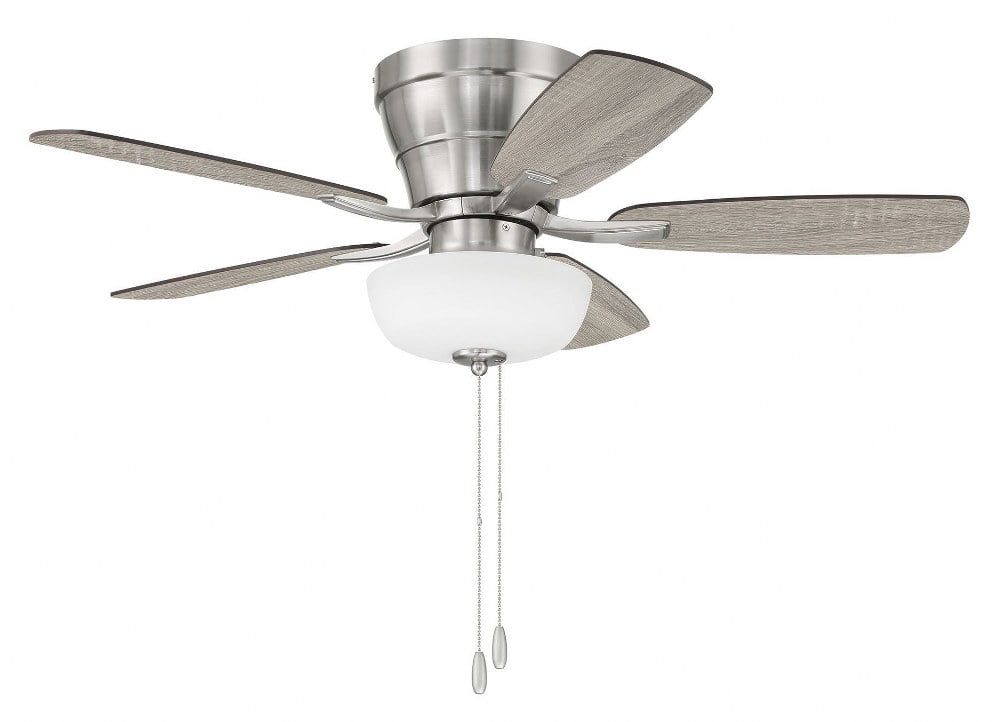 Wheeler 42'' Brushed Nickel Ceiling Fan with Frost White Glass Light