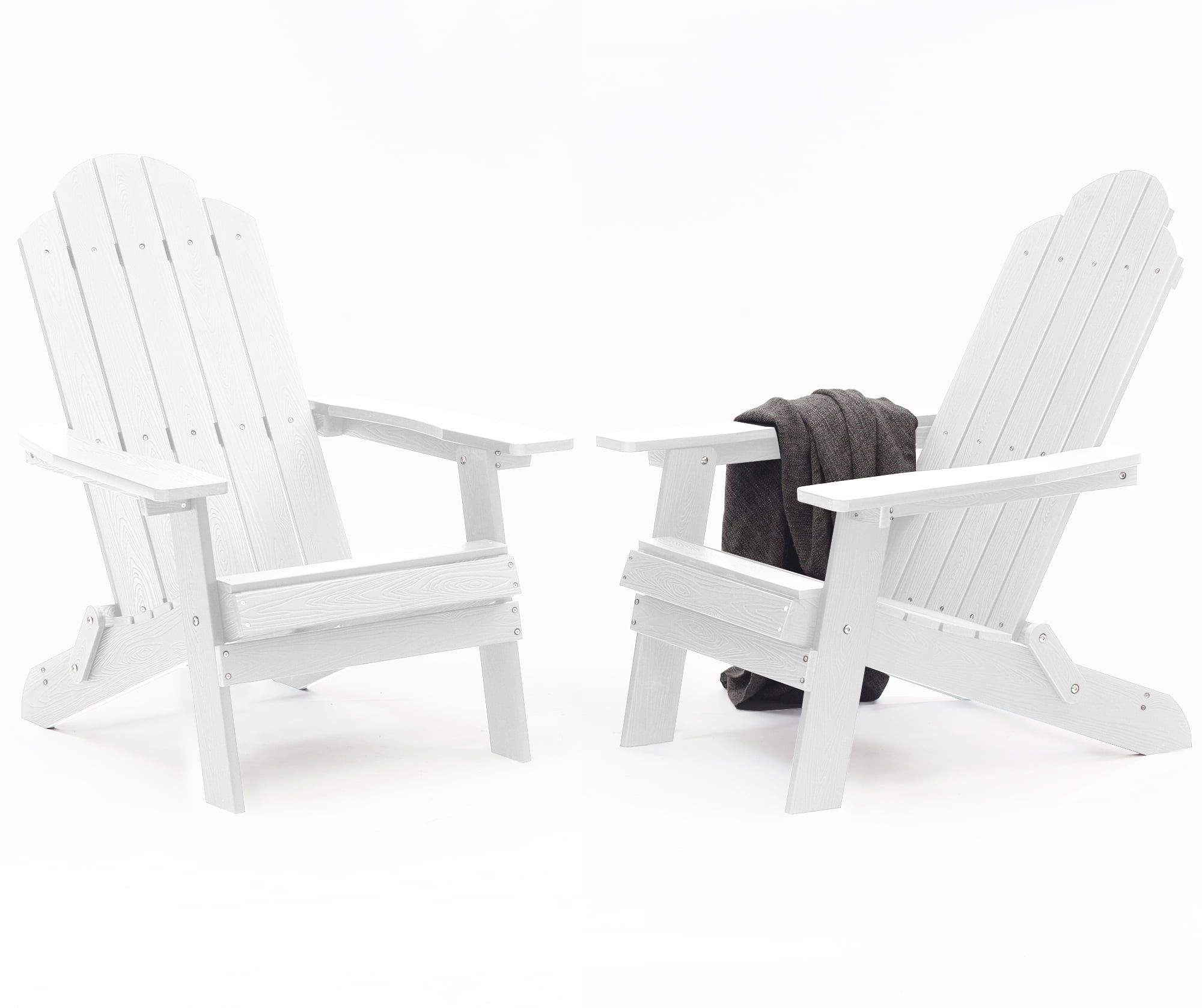 White All-Weather HIPS Adirondack Chair Set with Arms