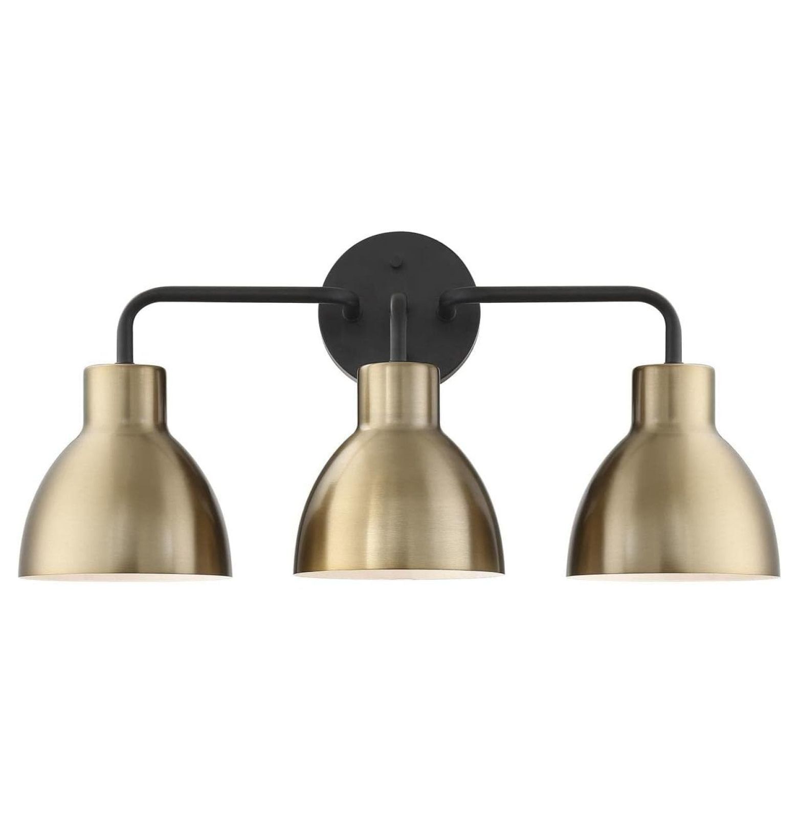 Sloan Modern Bell-Shaped 3-Light Vanity Fixture in Matte Black and Brass