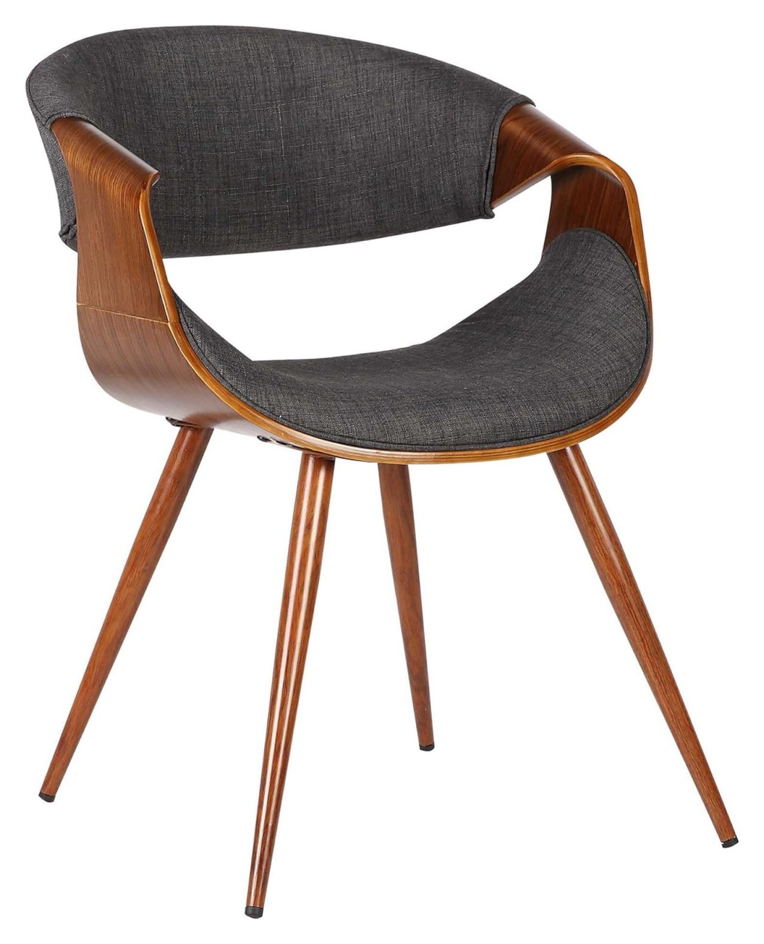 Charcoal Upholstered Walnut Wood Mid-Century Side Chair