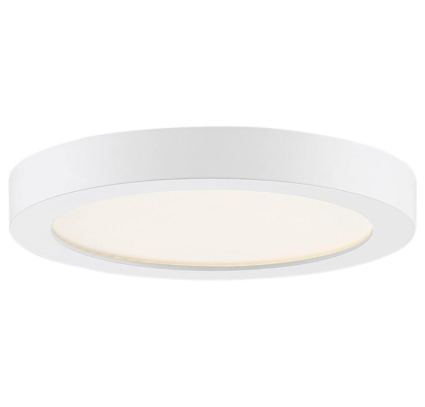 White Glass LED Flush Mount Ceiling Light with Brushed Nickel