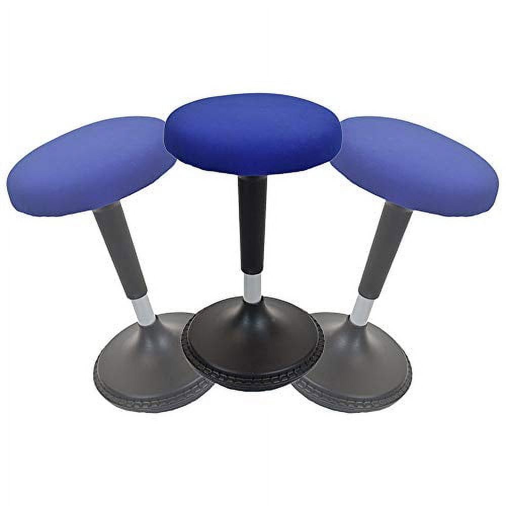 Adjustable Blue Upholstered Swivel Ergonomic Stool