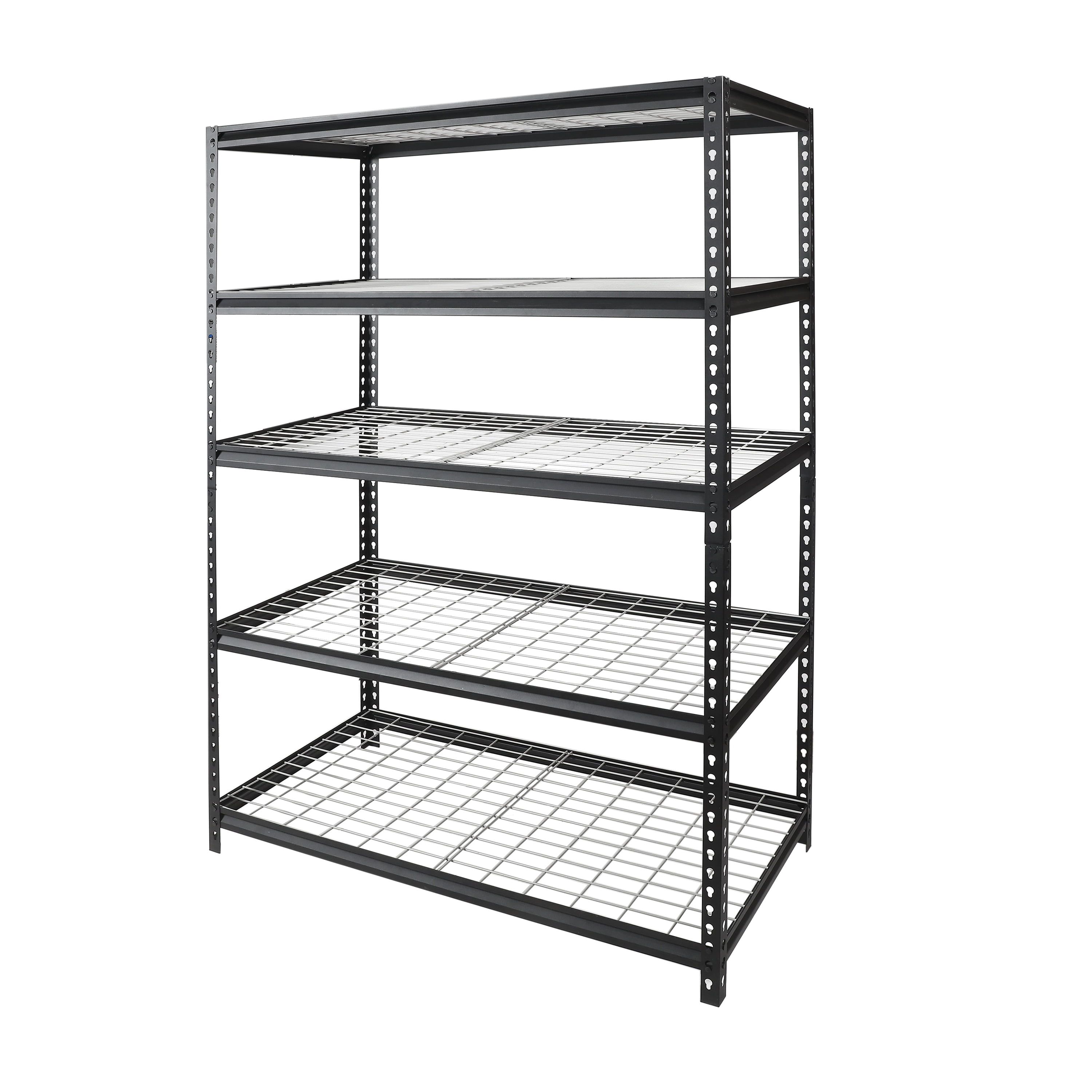 Black 48-Inch 5-Shelf Freestanding Steel Garage Storage Rack