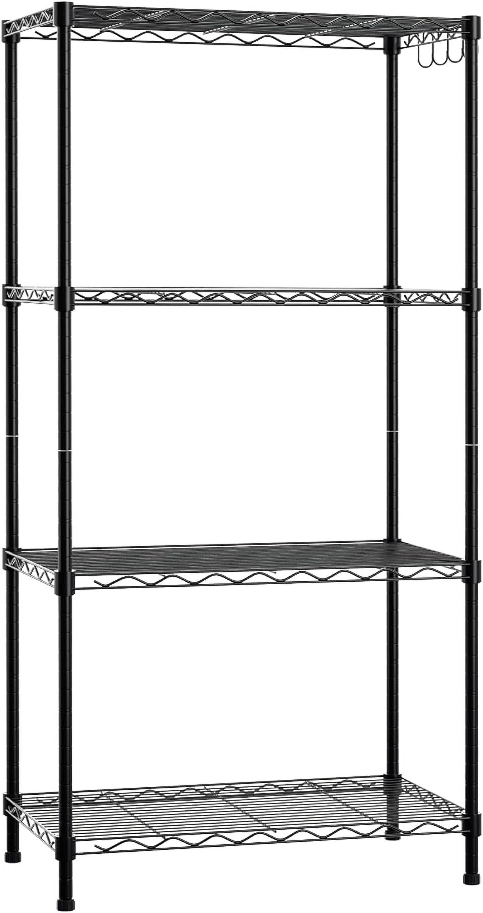 WORKPRO 4-Tier Black Metal Adjustable Shelving Unit with Hooks